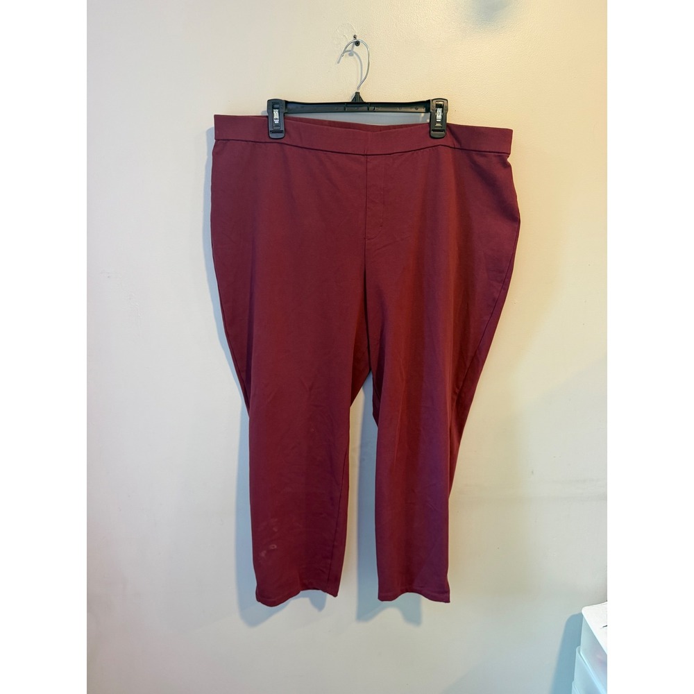 Susan Graver Weekend Burgundy Pull On Cropped Pants Womens 2XP Plus Petite